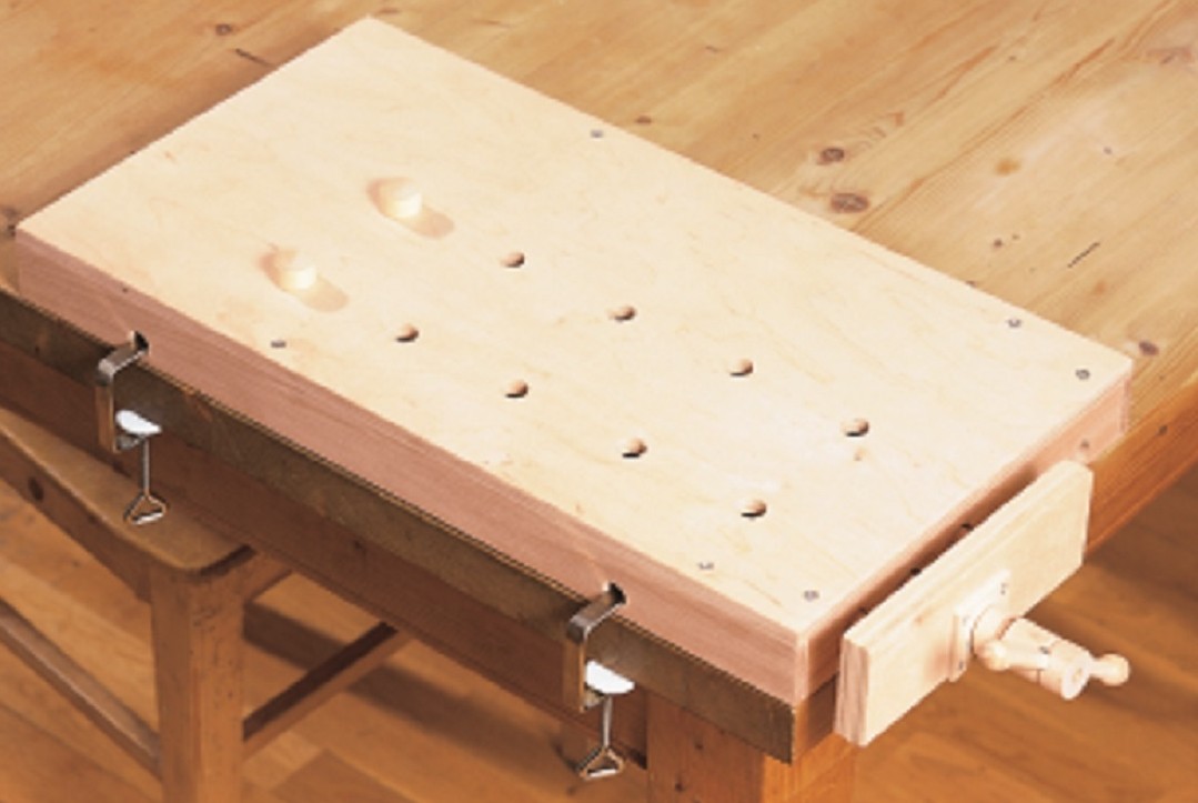 PEBARO 485 - Arbeitsplatte Vollholz Natur 58 x 31 cm mit Einspannhalterung
