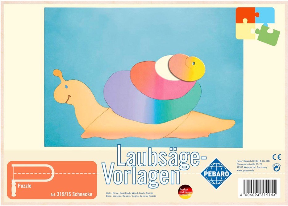 PEBARO 319/1S - Laubsägevorlage Schnecke 1 Platte Größe DIN A4