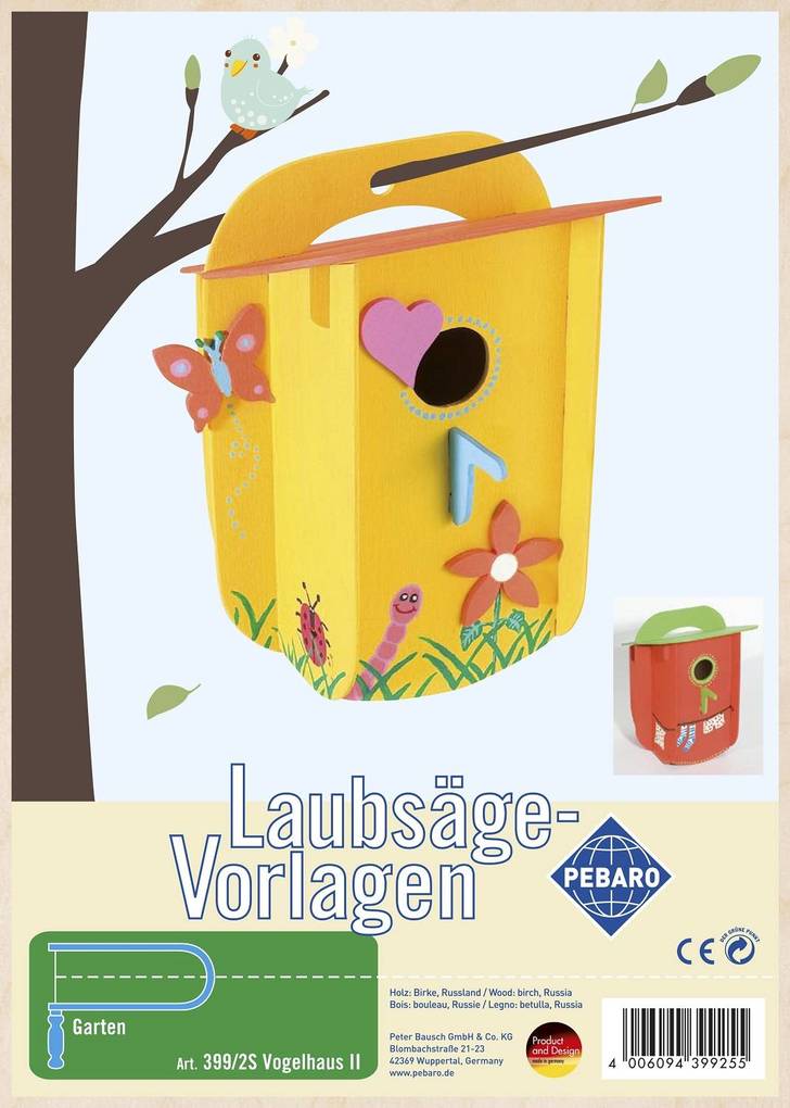 PEBARO 399/2S - Laubsägevorlage Vogelhaus II 4 Platten DIN A4