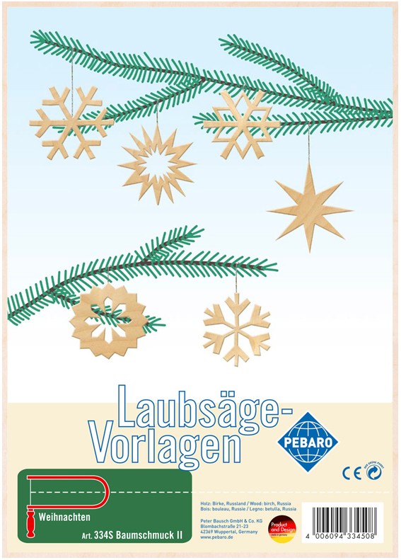 PEBARO 334S - Laubsägevorlage Baumschmuck II Weihnachten 1 Platte Größe DIN A4