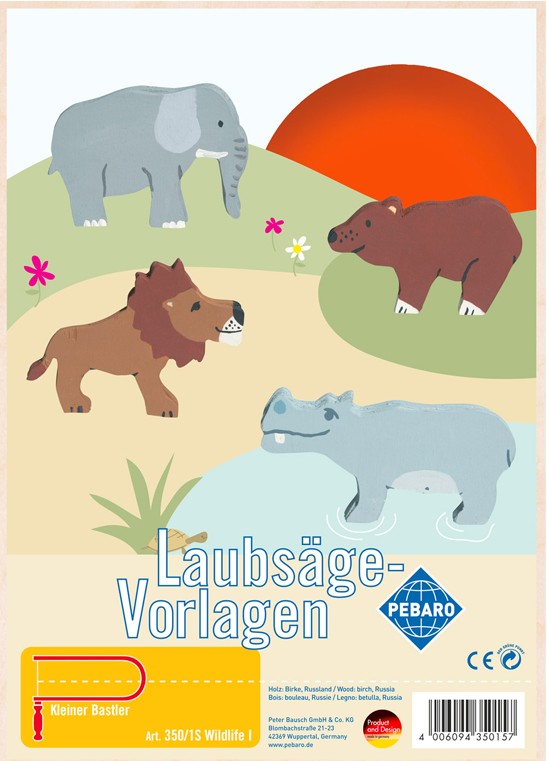 PEBARO 350/1S - Laubsägevorlage Wildlife I 2 Platten Größe DIN A4
