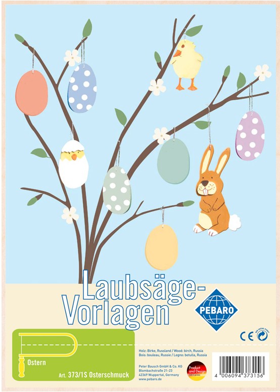 PEBARO 373/1S - Laubsägevorlage Osterschmuck 1 Platte Größe DIN A4