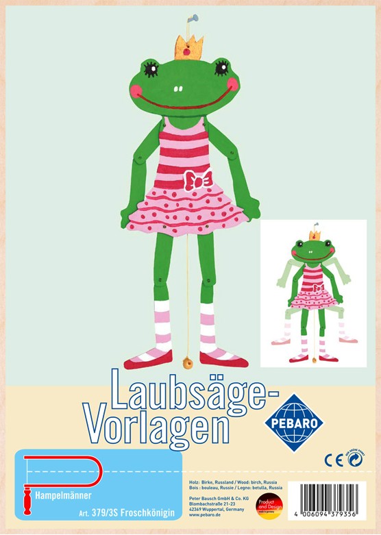 PEBARO 379/3S - Laubsägevorlage Froschkönigin Hampelmann 1 Platte Größe DIN A4