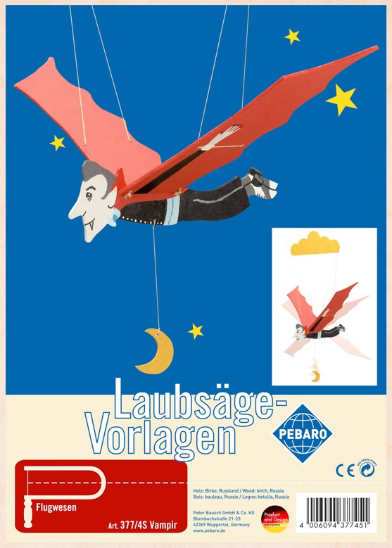 PEBARO 377/4S - Laubsägevorlage Mobile Vampir 2 Platten Größe DIN A4