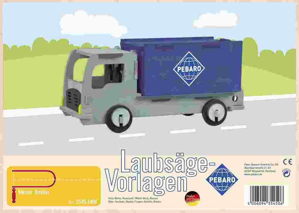 PEBARO 354S - Laubsägevorlage LKW 1 Platte Größe DIN A4