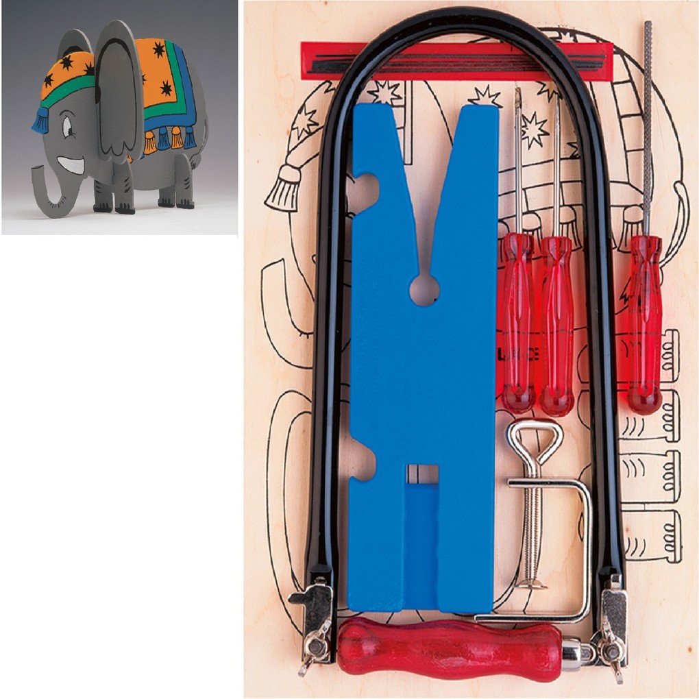 PEBARO 917 - Laubsäge-Set mit Holzvorlage Elefant 13 Teile