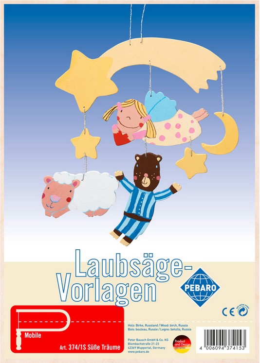 PEBARO 374/1S - Laubsägevorlage Mobile Süße Träume 1 Platte Größe DIN A4