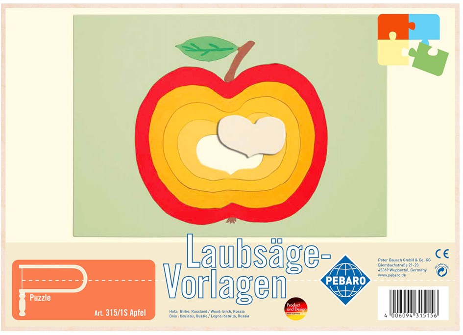 PEBARO 315/1S - Laubsägevorlage Apfel 1 Platte Größe DIN A4