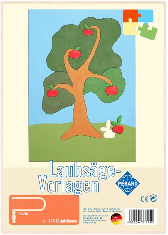 PEBARO 317/1S - Laubsägevorlage Apfelbaum 1 Platte Größe DIN A4