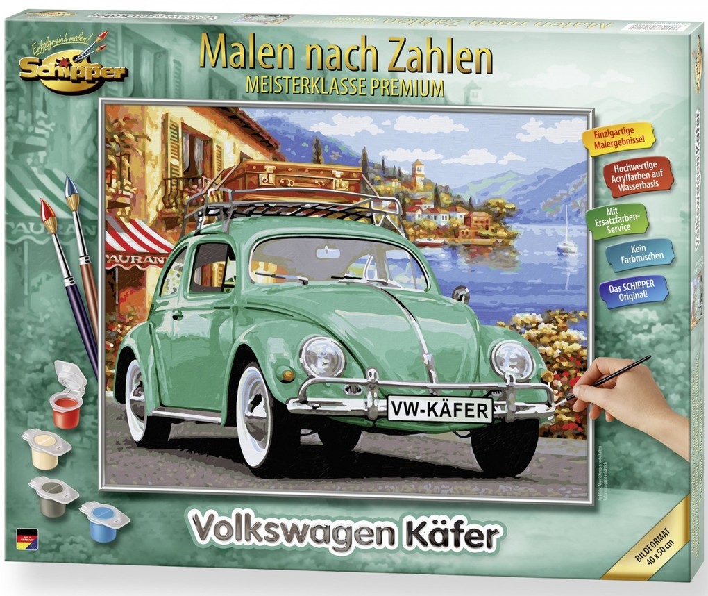 Schipper 609130912 - Malen nach Zahlen Volkswagen VW-Käfer 40 x 50 cm