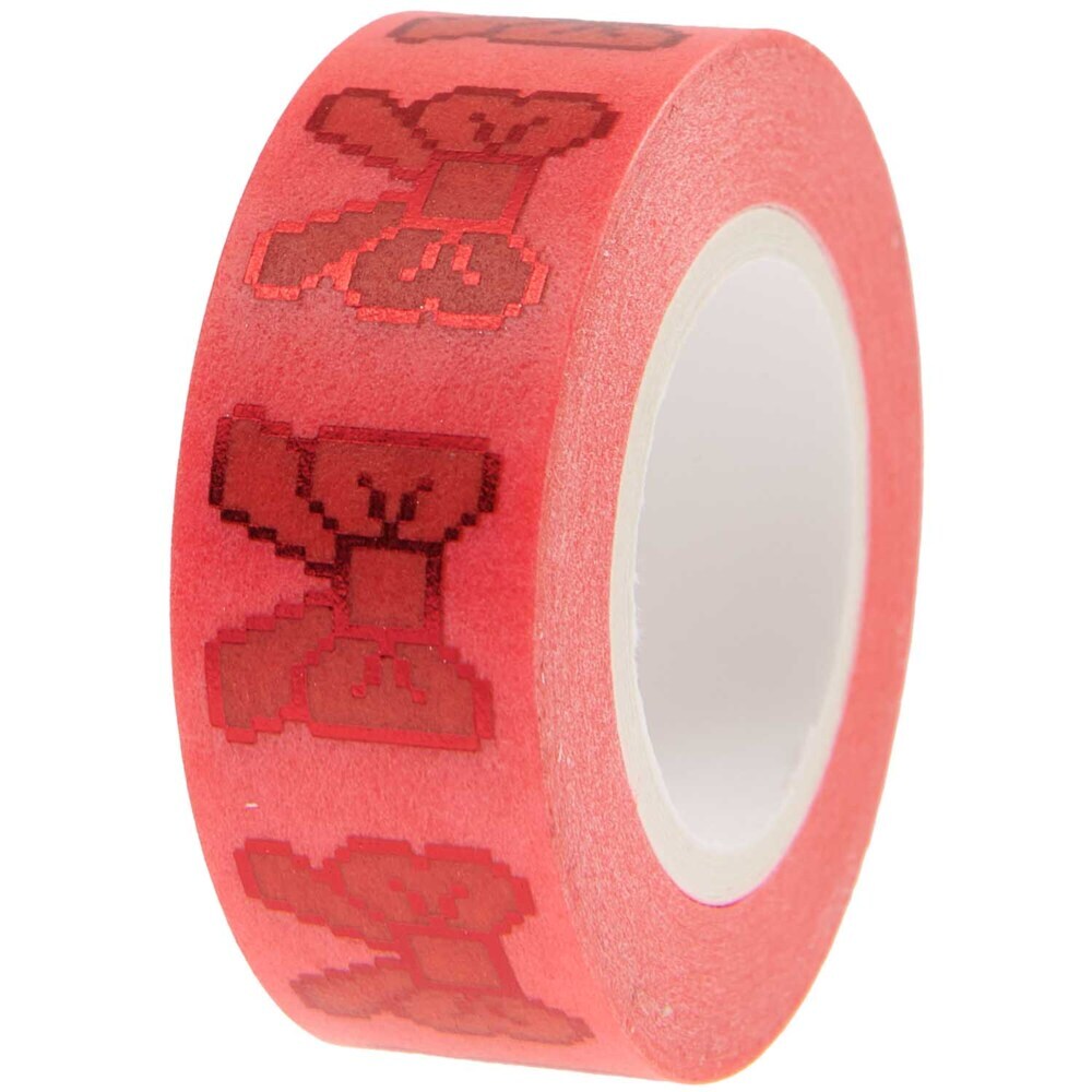Tape Bows Pixels Neon Pink FSC MIX 15 cm x 10 m
