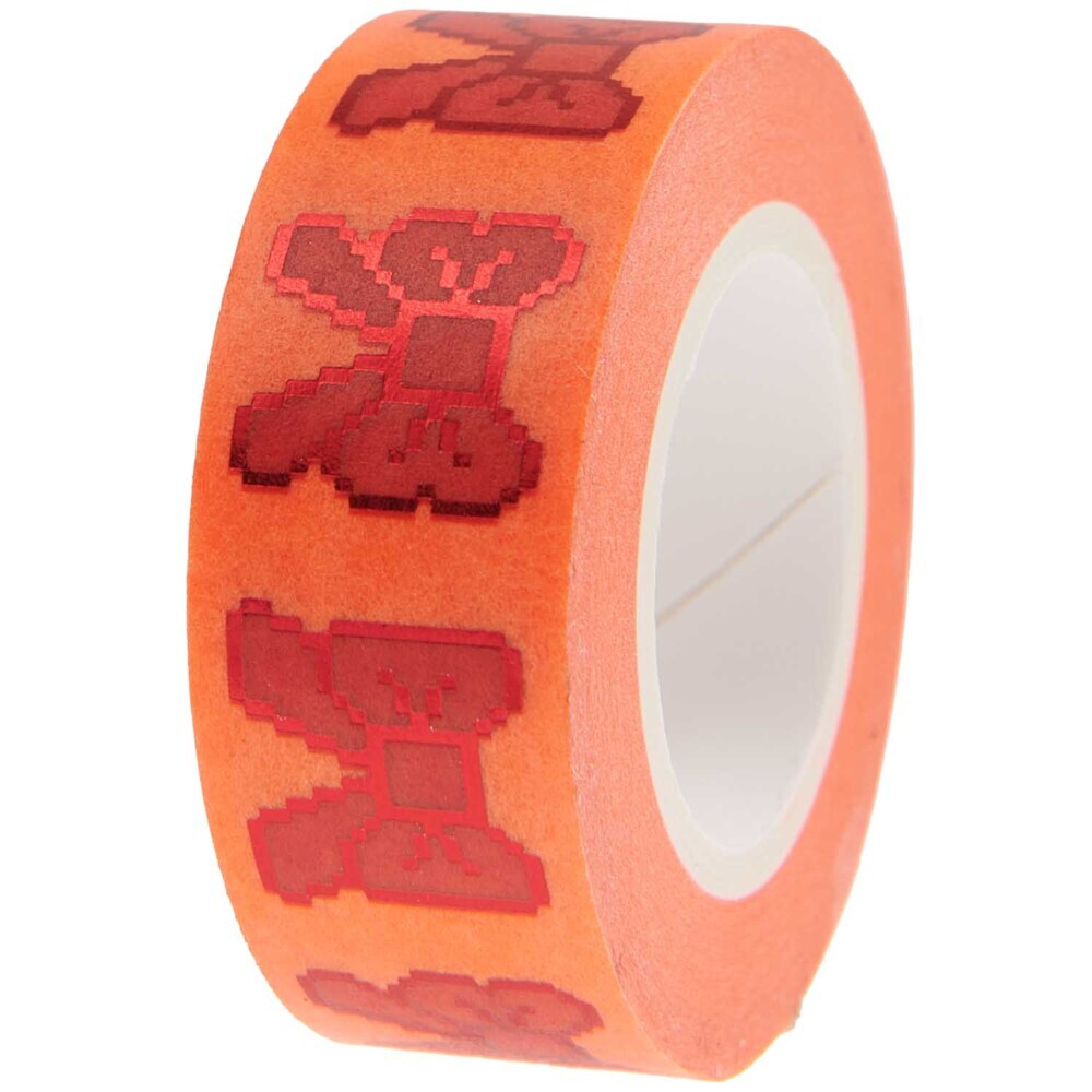 Tape Bows Pixels Neon Red FSC MIX 15 cm x 10 m
