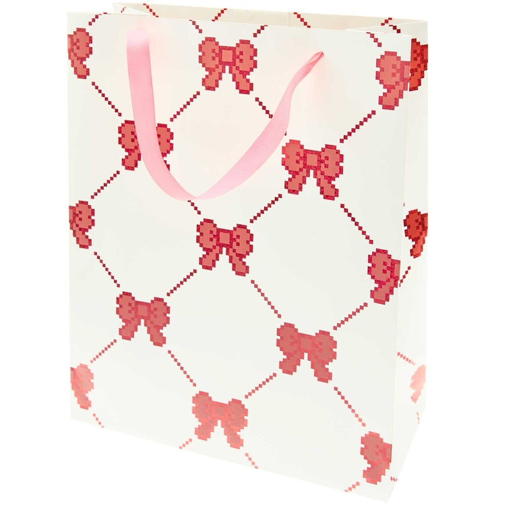 Geschenktüte Pixel Schleifen Creme L FSC MIX