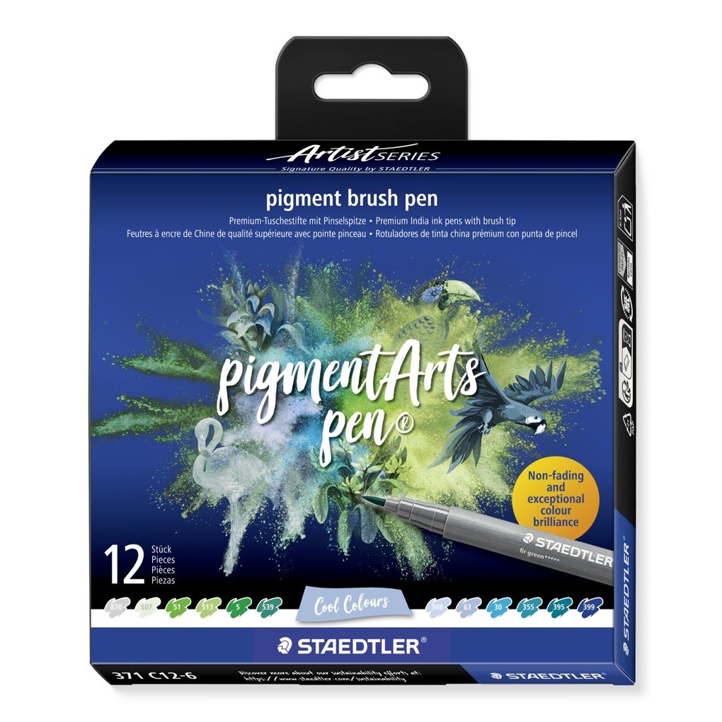 STAEDTLER Fasermaler pigment brush pen , Cool Colours,
