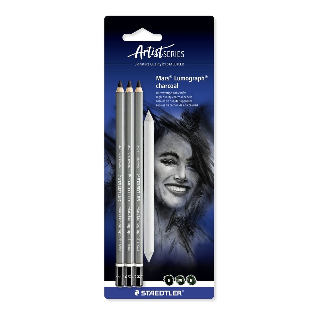 STAEDTLER Kohlestift Mars Lumograph charcoal 3er set