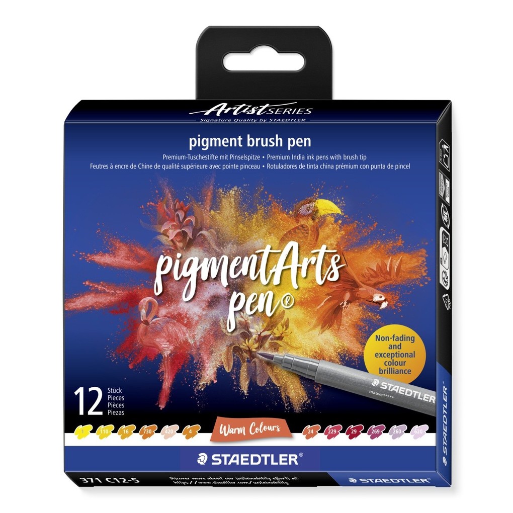STAEDTLER Fasermaler pigment brush pen , Warm Colours,