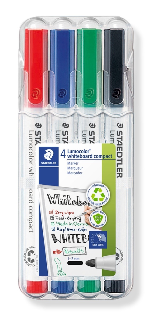 Staedtler 341 WP4 Lumocolor marker whiteboard assorted colour drywipe