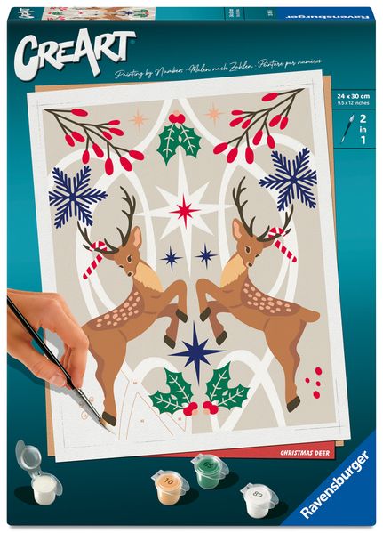 CreArt Malen nach Zahlen Adults Trend - Weihnachtlicher Hirsch