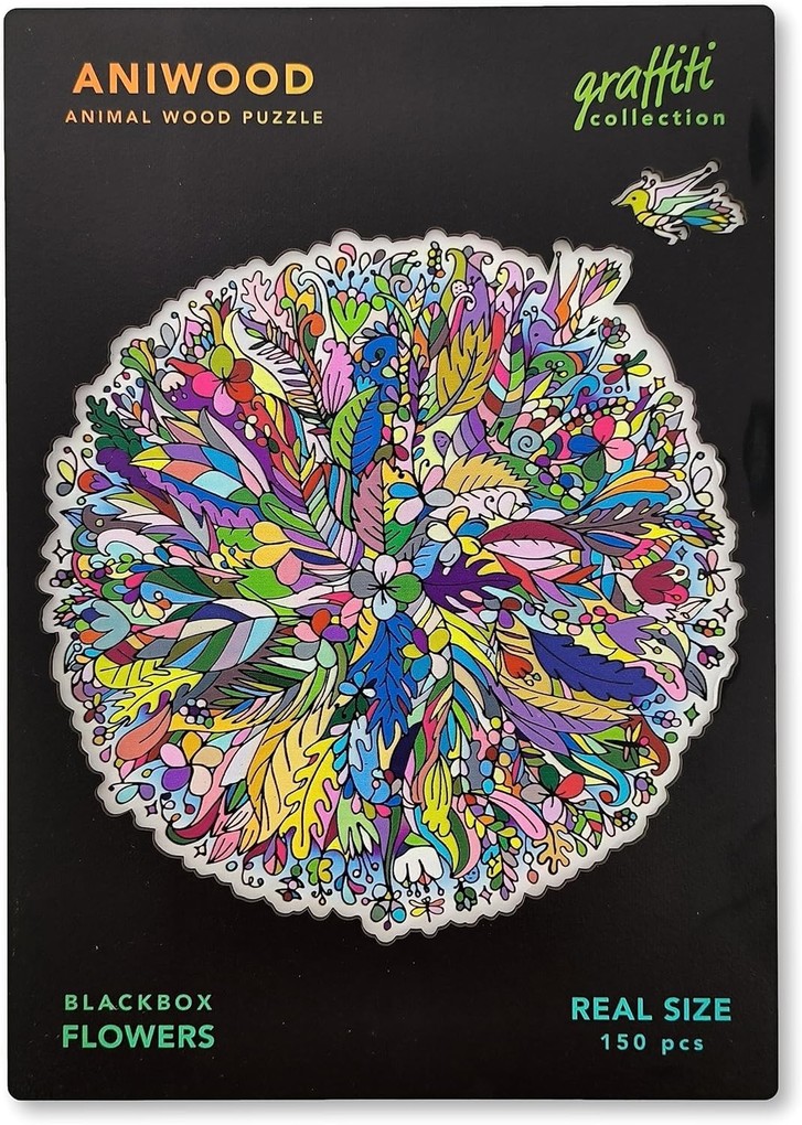 BestSaller J7404M - Aniwood Puzzle Graffiti Collection Flowers Holz-Puzzle 150 Teile Blumen Mandala
