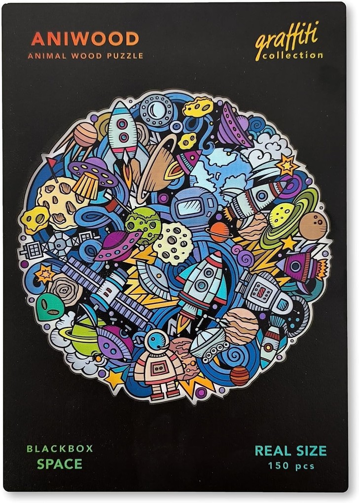 BestSaller J7406M - Aniwood Puzzle Graffiti Collection Space Holz-Puzzle 150 Teile Weltraum Mandala