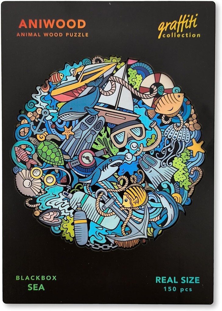 BestSaller J7407M - Aniwood Puzzle Graffiti Collection Sea Holz-Puzzle 150 Teile Meer Mandala