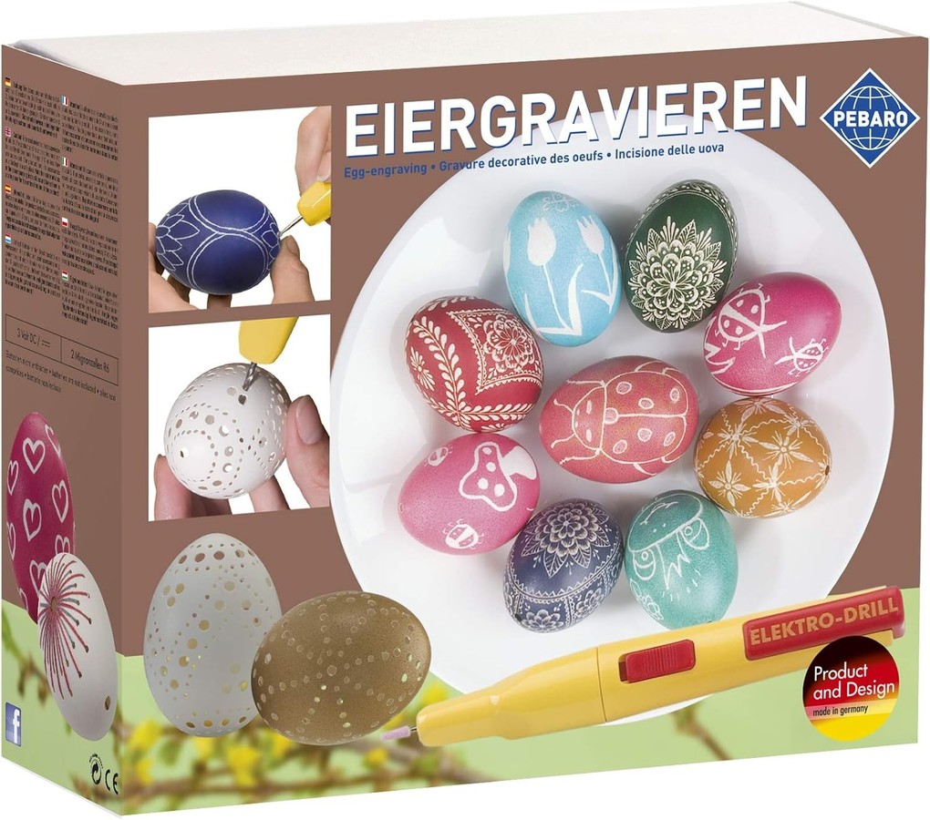 PEBARO 0354 - Eiergravieren Ostereier-Malset mit Gravierstift und Zubehör Bastelset