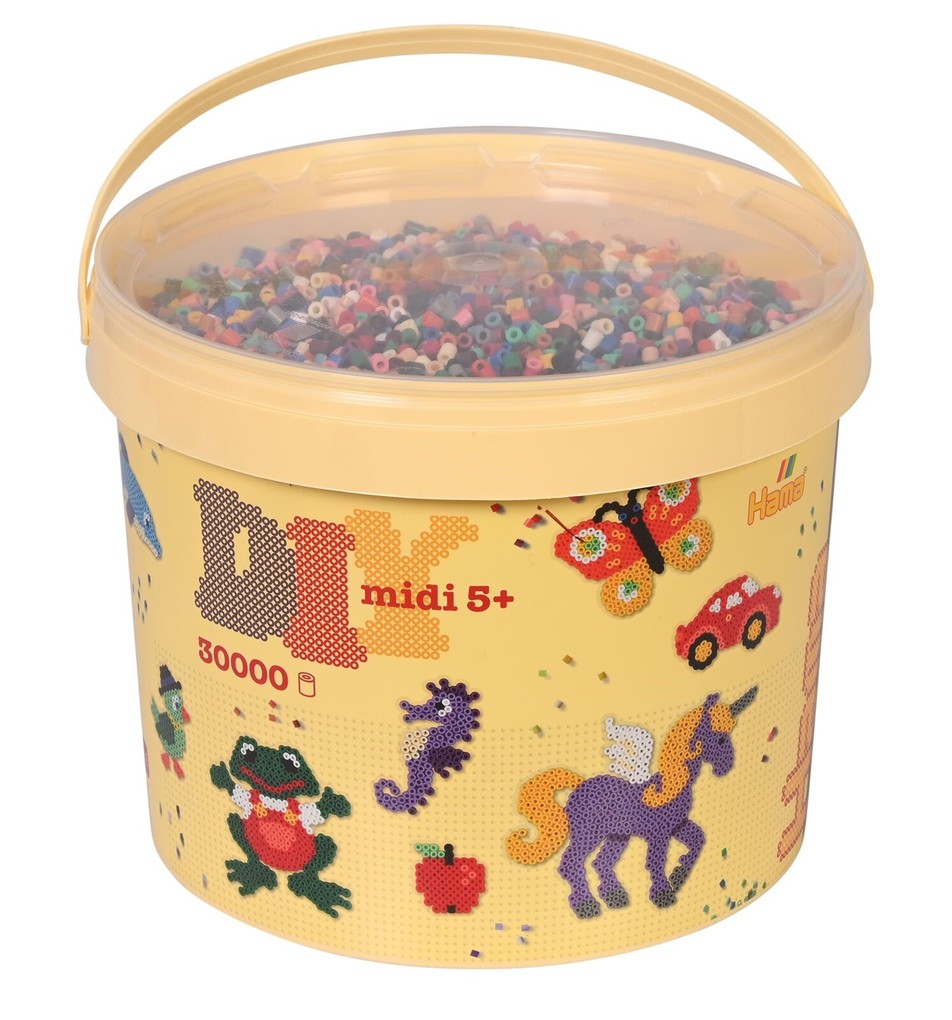 Hama 181-67 - Eimer mit ca. 30000 Midi-Bügelperlen Volltonmix