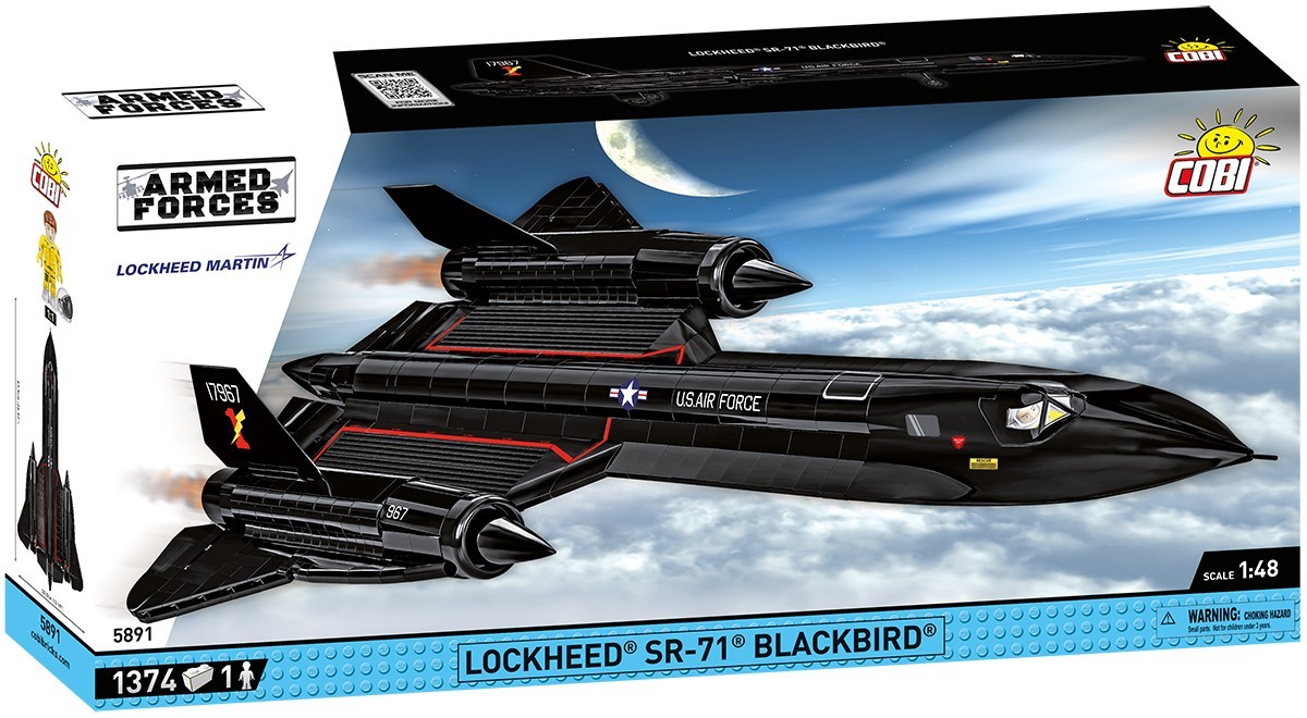 COBI Armed Forces 5891 - Lockheed SR-71 Blackbird US Militär Flugzeug Bausatz 1:48 1374 Klemmbausteine/1 Figur