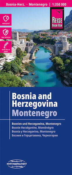 Reise Know-How Landkarte Bosnien-Herzegowina Montenegro / Bosnia and Herzegovina Montenegro (1:350.000)