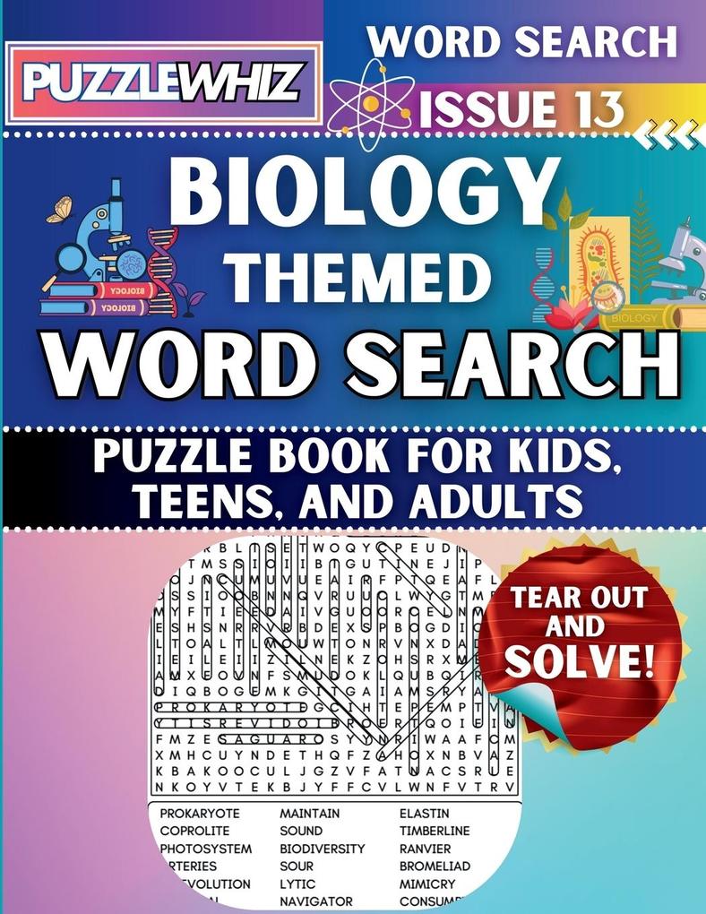 Biology - Themed Word Search - Fun & Educational Puzzles for Kids Teens and Adults (Large Print Edition)