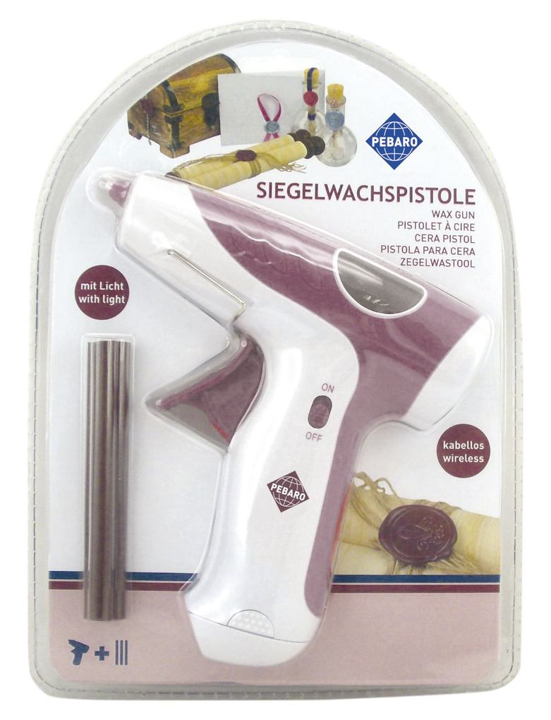 PEBARO 269SI - Siegelwachspistole mit Licht kabellos inkl. 3 rote Siegelsticks