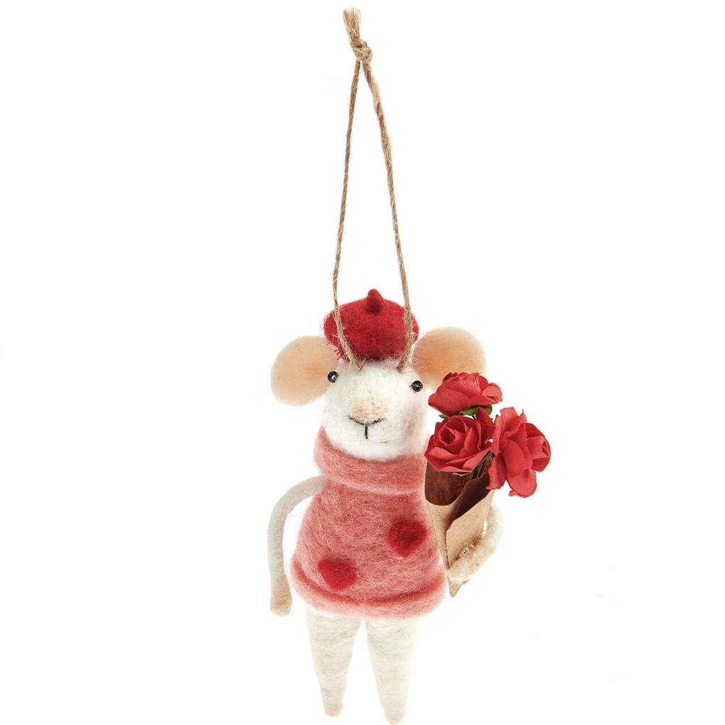 Aufhänger Maus Rosenkavalier Filz 10 x 7 x 13cm