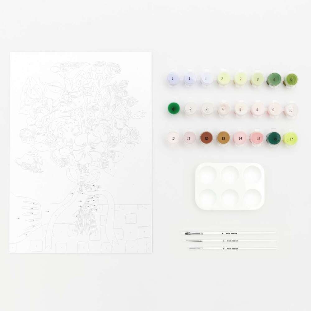 Malen nach Zahlen Set Rosen Bouquet 26 x 37 cm FSC 100%