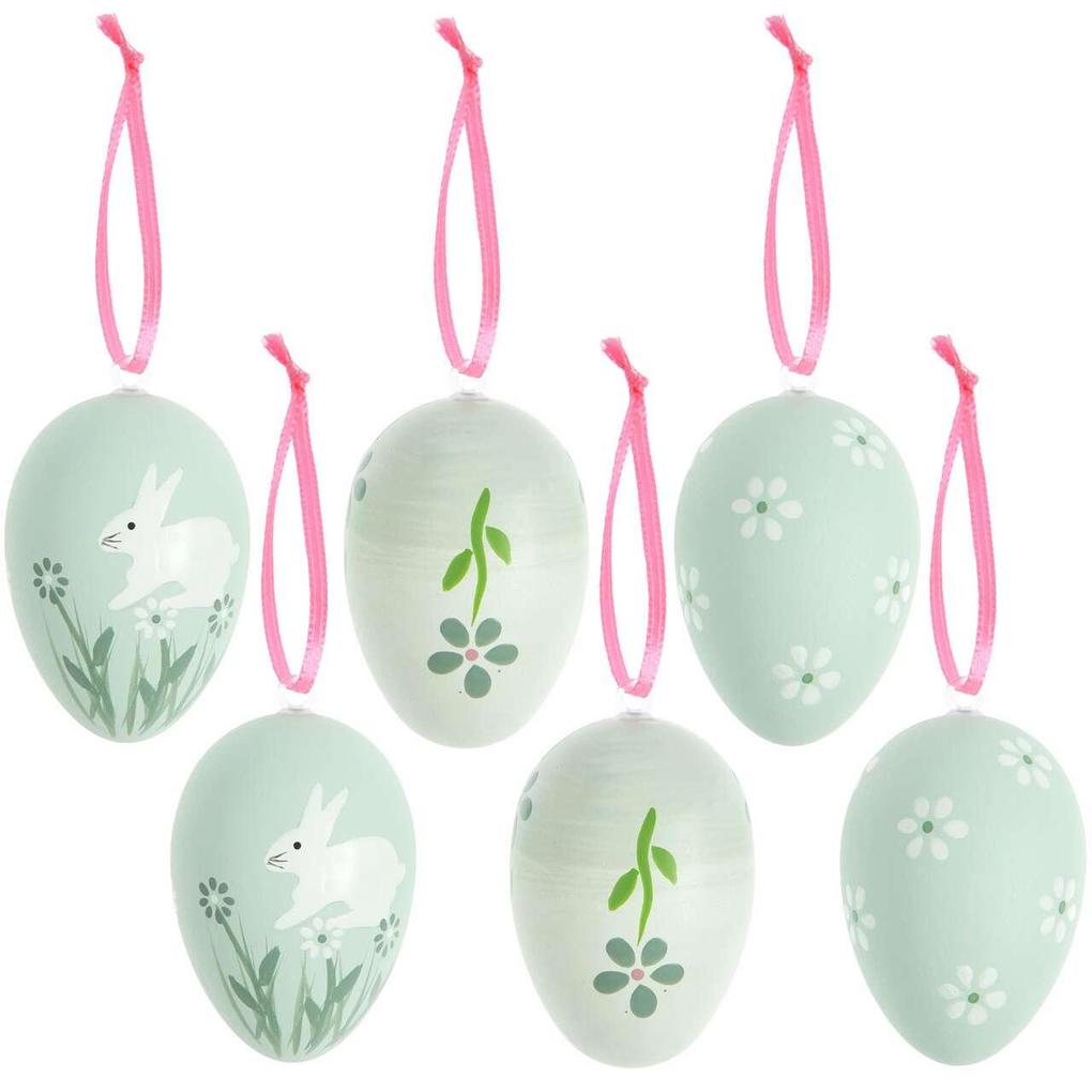 Deko-Eier Set Grün 6 Stück 6 x 4cm