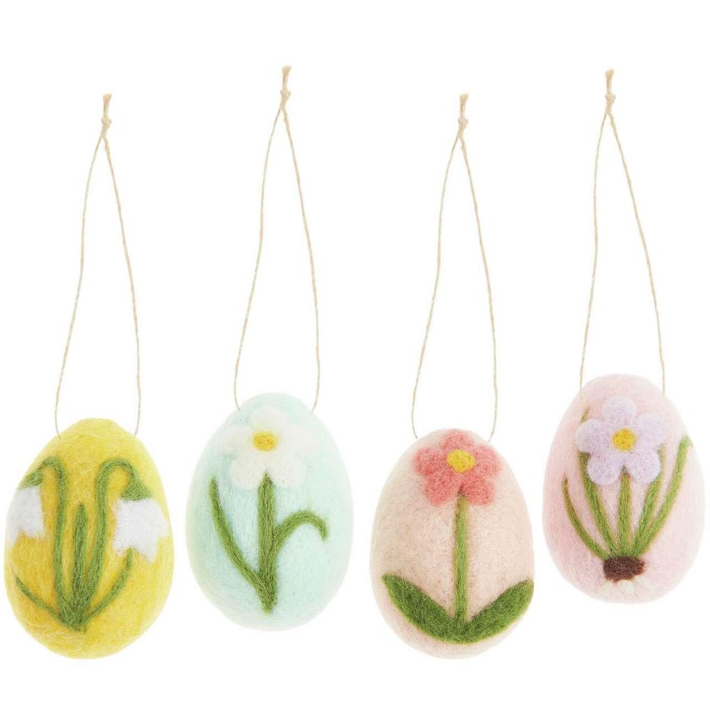 Aufhänger Filz-Osterei Blumendesign 4 Stück 6 x 4cm