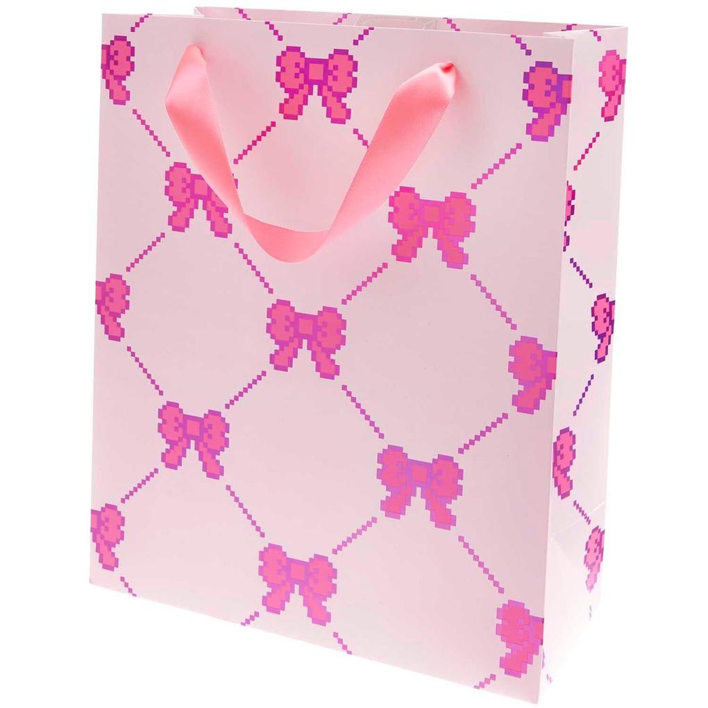 Geschenktüte Pixel Schleifen Rosa L FSC MIX 26 x 32 x 12 cm 230 g/m²