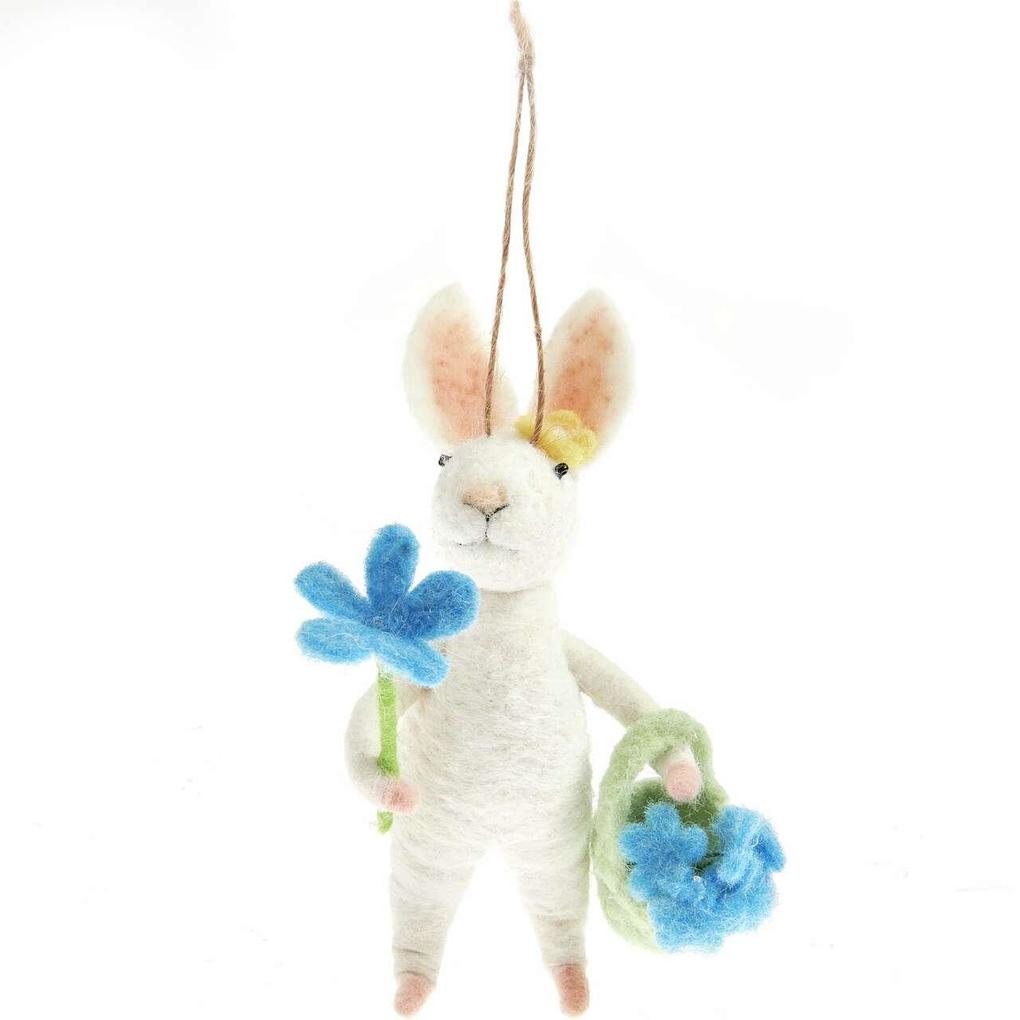 Aufhänger Hase Vergiß-mein-nicht Filz 7 x 9 x 15cm