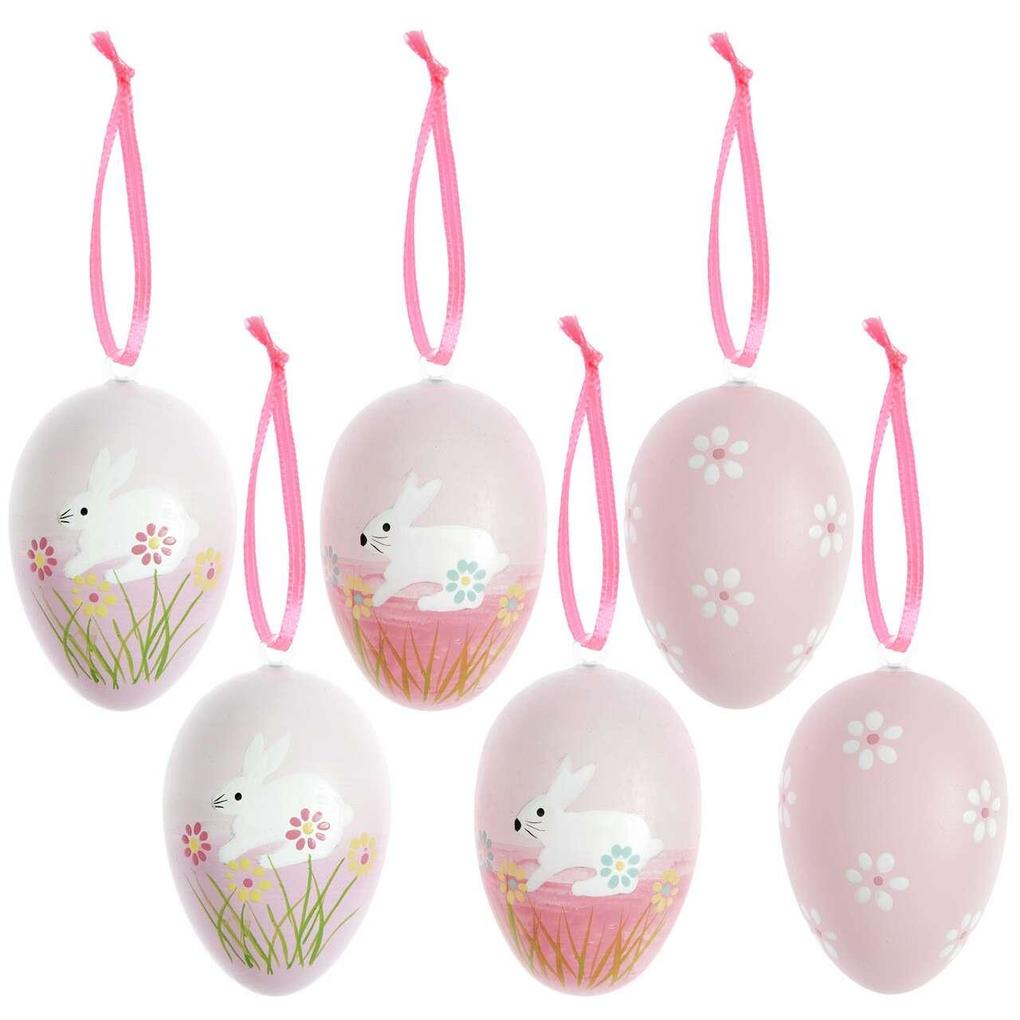 Deko-Eier Set Rosa 6 Stück 6 x 4cm