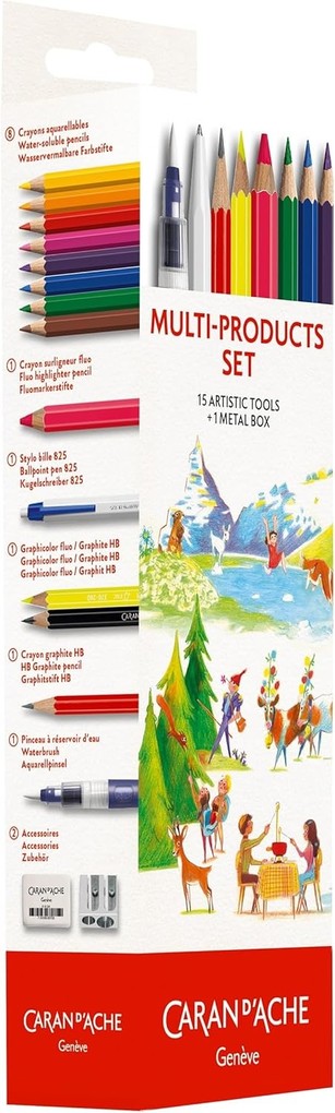 Caran d'Ache Buntstifte Multi-Products-Set 15er Set Metalbox