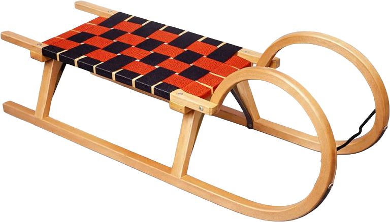 Traditioneller Holzrodel Hörner Rodel Tatry Gurt 125cm Buchenholz