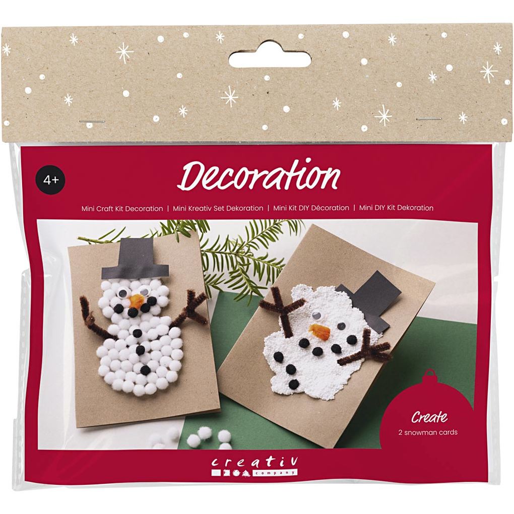 Creativ Company Mini Kreativ Set Dekoration Weihnachtskarten mit Schneemann Schwarz Braun Mittelorange Weiß