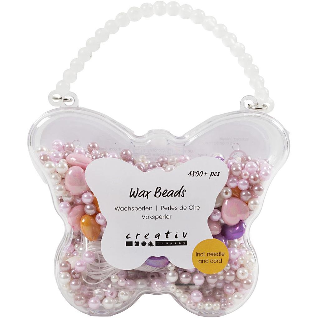 Creativ Company Wachsperlen Lochgröße 13-25 mm Pastellorange Rosa mattiert Helllila Perlmutt 127g