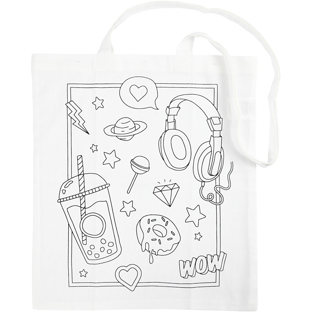 Creativ Company Tragetasche zum Ausmalen Größe 38x42 cm 130 g Weiß 1 Stk