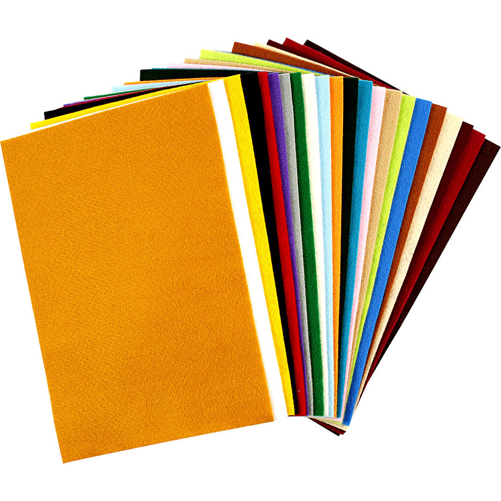 Creativ Company Bastelfilz Größe 20x30 cm Dicke 15 mm 180-200 g Sortierte Farben 24 Blatt sortiert