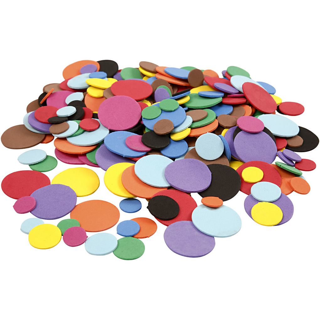 Creativ Company Moosgummikreise D 12+20+32 mm sortierte Farben 300 sortiert