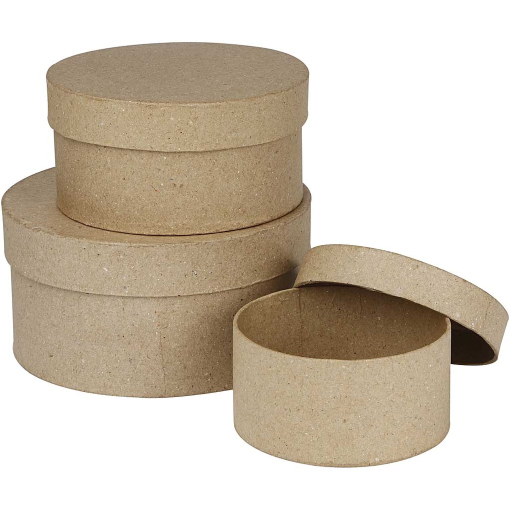 Creativ Company Schachteln Rund H 5+65+75 cm D 10+13+16 cm 3 Stk 1 Set