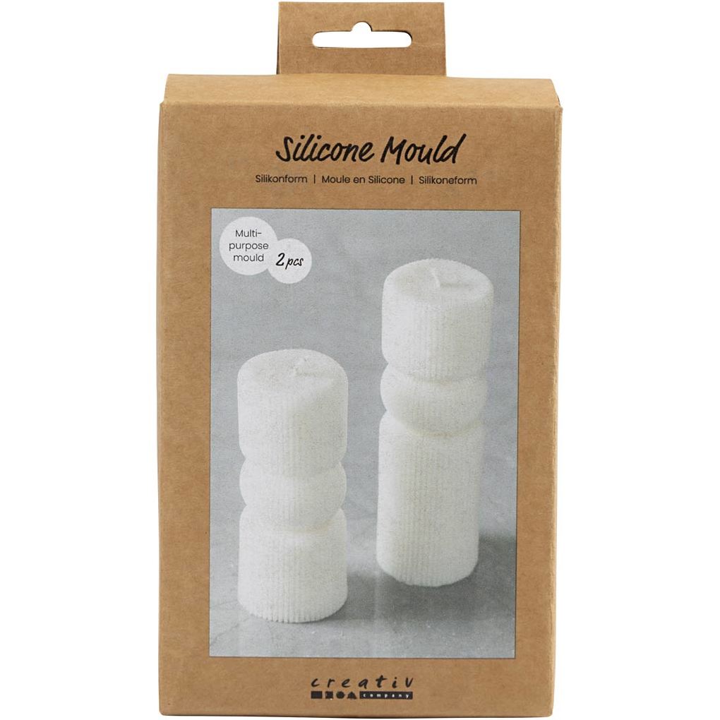 Creativ Company Silikonform Gerippter Zylinder mit Bogen H 11+14 cm D 4+4 cm 125+165 g 2 Stk