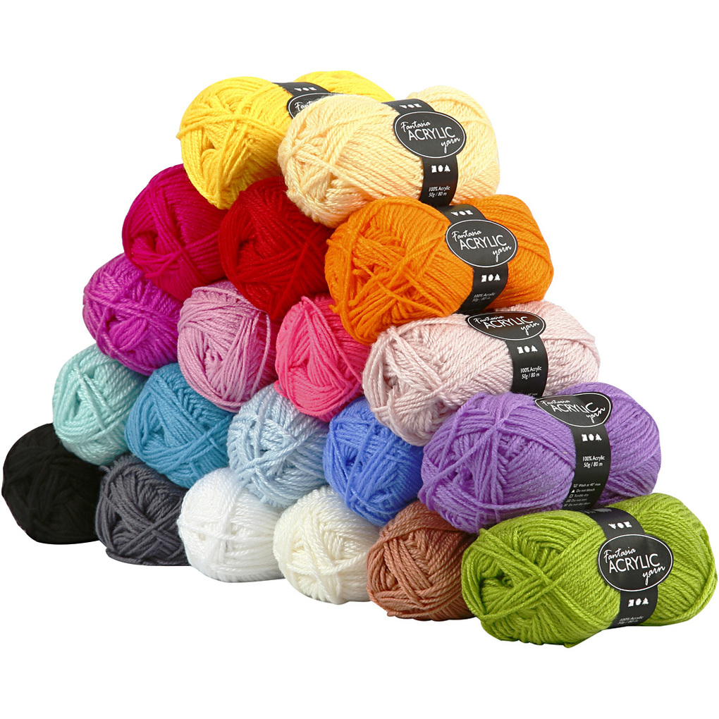 Creativ Company Fantasia Polyacryl Garn L 80 m Sortierte Farben 20x50g 20 Knäuel
