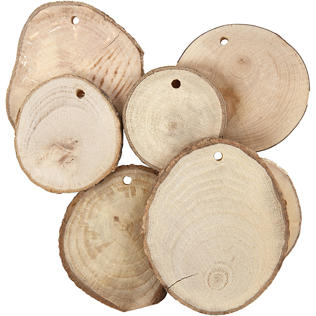 Creativ Company Holzscheiben mit Loch D 40-70 mm Lochgröße 4 mm Dicke 5 mm 25 Stk