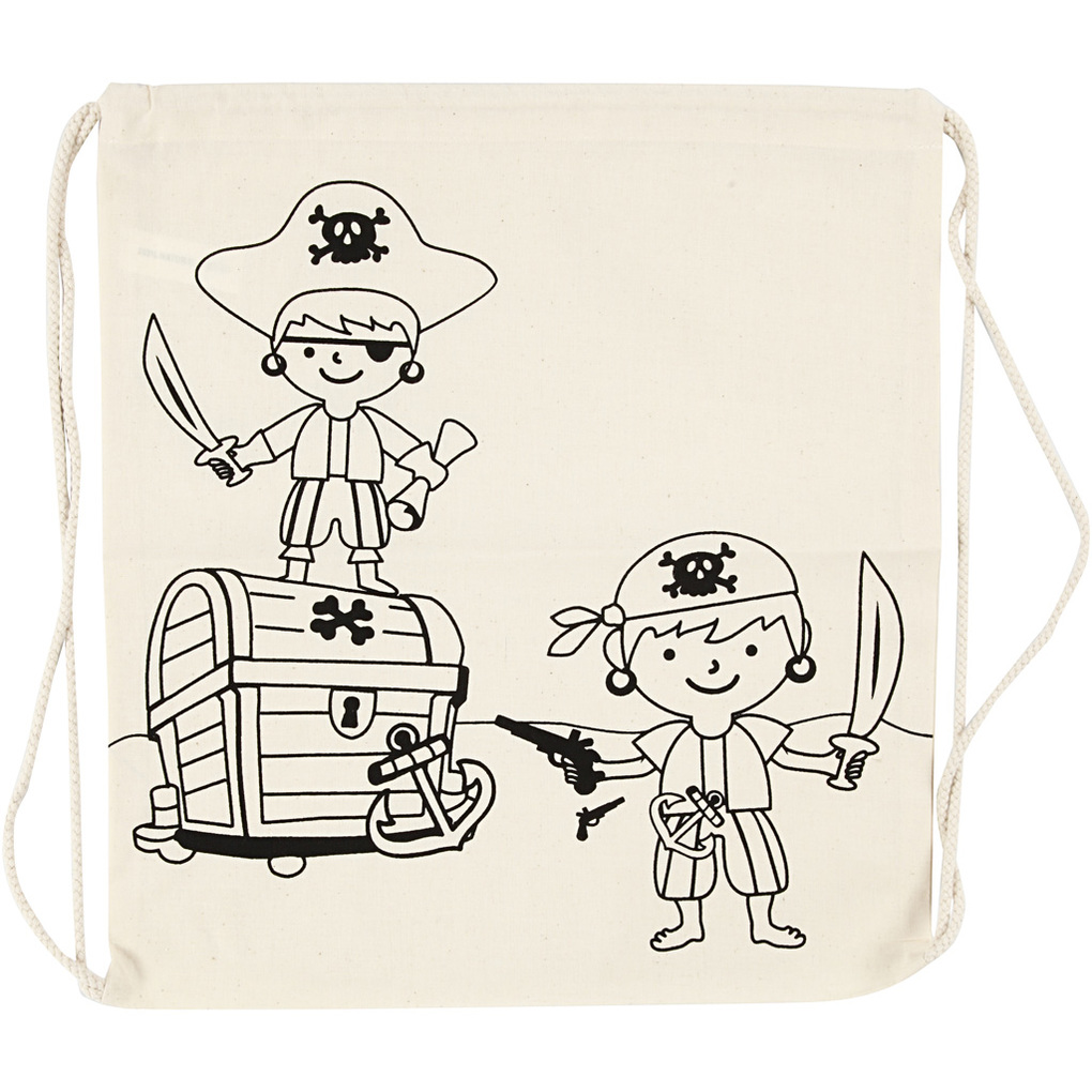 Creativ Company Kordelzug-Beutel Piraten Größe 37x41 cm 110 g Hellnatur 1 Stk